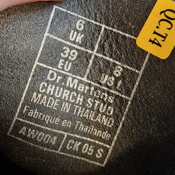 Doc Martens Church Stud Boots Size 8 Black Patent Leather Mid Top Evening Party - Picture 11 of 11